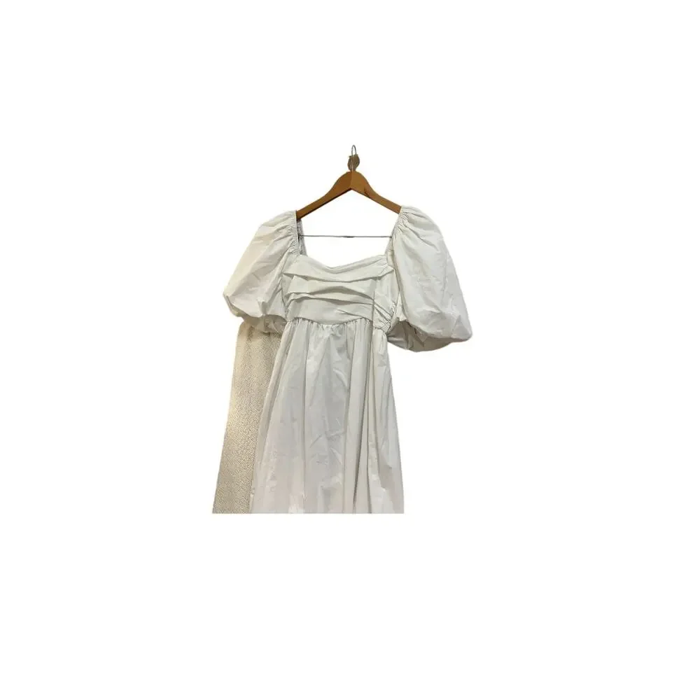 Express‎ white M Cotton Puff baby doll Dress Prarie romantic Boho Milkmaid